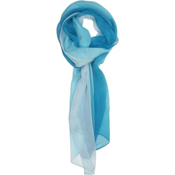Silk Ombre Lightweight Accent Scarf-Light Blues - Picture 1 of 2